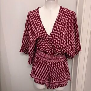 Blue Life Boho Patterned V-Neck Romper